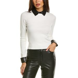 ALICE & OLIVIA Women's White Sweater with Black Accents
